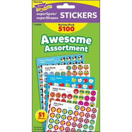 TREND Stickers, Superspots/Supershapes, 5100/PK, Assorted TEPT46826